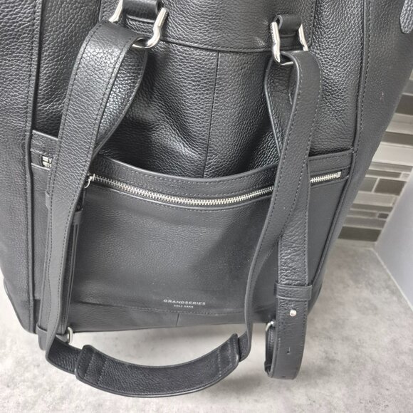 Cole Haan Grand Series Black Leather Backpack Travel Bag - Picture 7 of 15